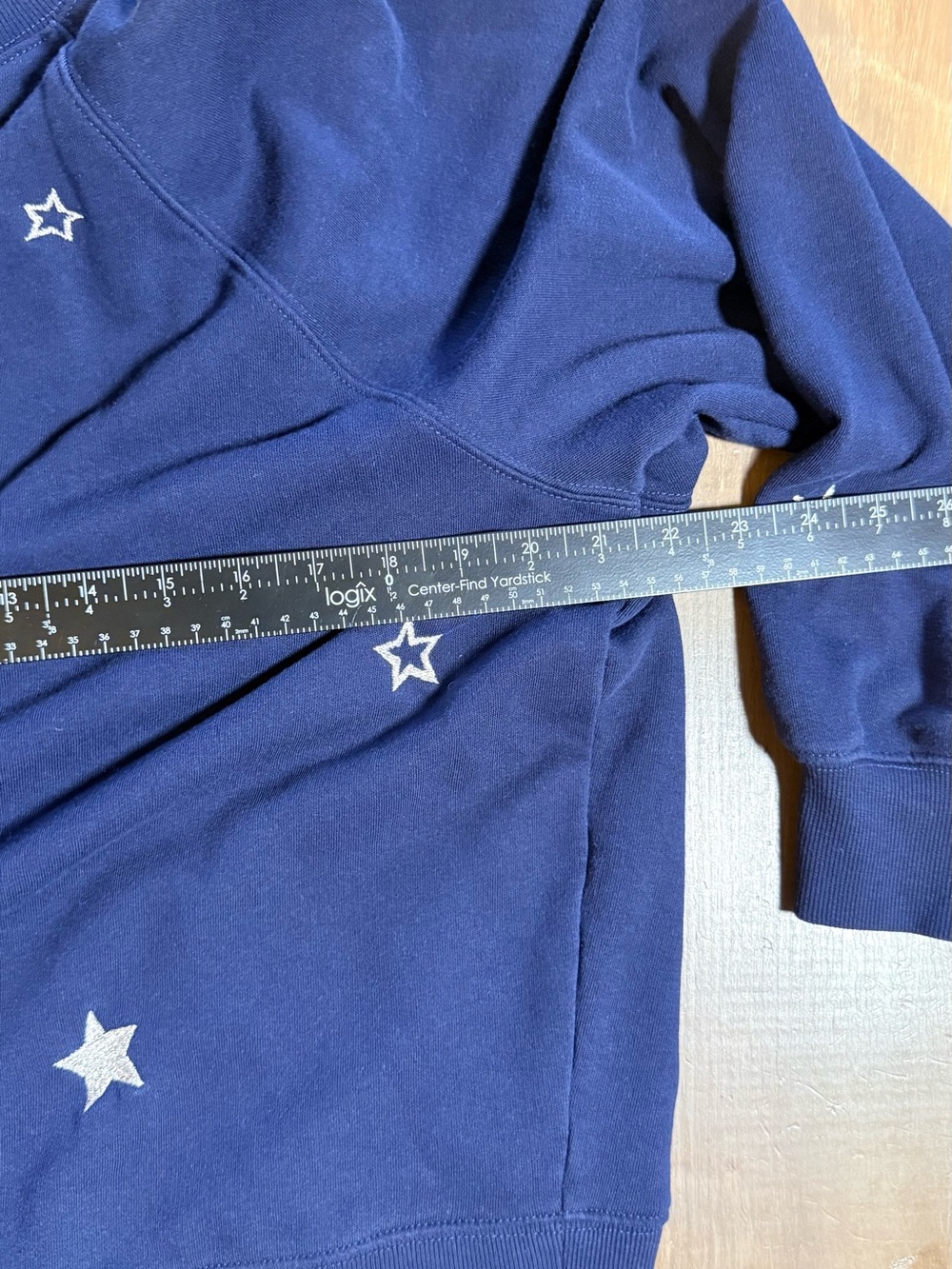 Lou & Grey Navy Star Sweatshirt Embroidered Stars Relaxed Cozy Pullover Top XL - Picture 4 of 7